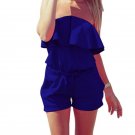Summer Women Jumpsuit Bra Leaf Lace Elastic Rompers Sexy Strapless Solid Candy Color Summer Short