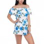 Women Jumpsuit Sexy Playsuits Summer Romper Bodysuit Overalls Beach Boho Ruffle Floral Print Slash n