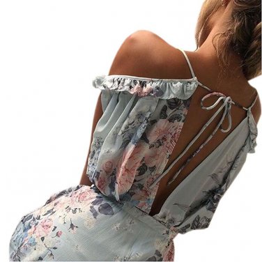 Floral printed Summer Playsuits Beach Women Jumpsuit Shorts Ruffles 2018 Boho Rompers Sexy V Neck Ba