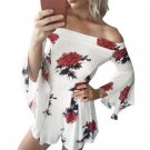 Off Shoulder Elegant Beach Playsuit Summer Style Flare Sleeve Jumpsuit Romper Women Sexy Short Overa