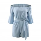 Speaker Half Sleeves Playsuit Women Overalls Summer Elegant Jumpsuit Romper with a belt