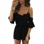 Boho Off Shoulder Lace Crochet Slim Playsuits Women Summer Strappy V Neck Jumpsuits Rompers Sexy Bea