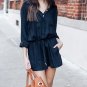 Women Playsuit Long Sleeve Buttons Jumpsuit Rompers Shorts Playsuits Overall For Women WS5750M