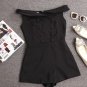 Rompers Summer Women Jumpsuit Short Sleeve Women Clothing Knee-Length Collar High waist shorts femal