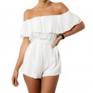 Summer jumpsuit 2017 casual white rompers womens jumpsuit off shoulder sexy jumpsuit lacing womens c