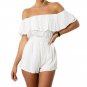 Summer jumpsuit 2017 casual white rompers womens jumpsuit off shoulder sexy jumpsuit lacing womens c
