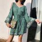 SuperAen Europe Women Playsuits Cotton Casual Wide Leg Pants Ladies Bohemian Print Loose V-neck Play