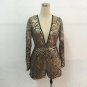 Lady Sequin Short Sleeve Pants Bodycon Jumpsuit Romper Shorts High Waist V Neck Club Playsuit Sequin