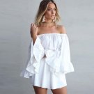 COLORFUL BRAND 2017 Summer New Fashion Sexy Big Swing Sleeves With The Word Collar Strapless Waist T