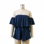 Stretch Waist Short Playsuits For Women Slash Neck Pleated Women Ladies Jumpsuits Rompers Solid Summ