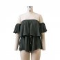 Stretch Waist Short Playsuits For Women Slash Neck Pleated Women Ladies Jumpsuits Rompers Solid Summ