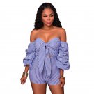 Wonder Beauty Fashion Strapless Puff Sleeve Playsuits Summer Sexy Casual Bodysuit Overalls Off Shoul