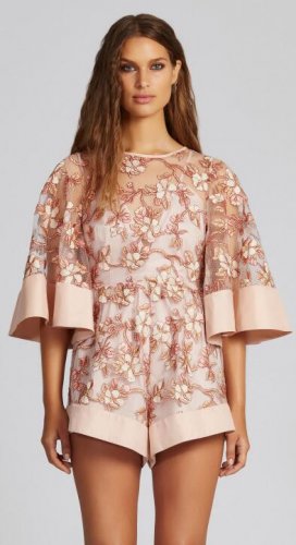 Lace big brand Pink thin Embroidered Romper Boho summer For womens girls Jumpsuits Playsuits Bodysui