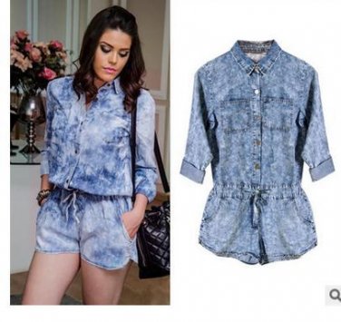 2016 New Womens Spring And Autumn Denim Jumpsuits High Quality Fashion Female Casual Jeans Rompers L