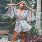 Viven Leigh Floral Print Boho Women Playsuits 2018 Sexy Backless Kimono Sleeve Summer Jumpsuit Beach