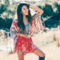 Vintage Peacock Print Boho Women Playsuits 2018 V-Neck Sexy Backless Kimono Sleeve Summer Jumpsuit L
