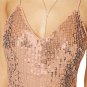 MINSUNDA New Sexy Crisscross Backless Sequined Playsuit Clubwear Women Pink Sleeveless Spaghetti Str