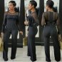 Fashion Women Full Sleeve Mesh Patchwork Ruffles Long Jumpsuits Bodycon Full Women Sexy Bodysuits