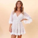 Luoanyfash 2018 Mesh dot perspective Playsuits Boho mesh Sleeve Deep V neck Playsuit Bodysuit Women 