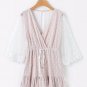 Luoanyfash 2018 Mesh dot perspective Playsuits Boho mesh Sleeve Deep V neck Playsuit Bodysuit Women
