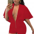 Black Plunging Cape Romper