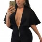 Black Plunging Cape Romper