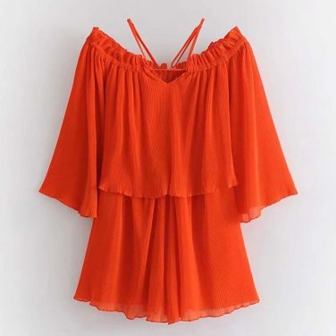 Luoanyfash 2018 Summer 2 Two Piece Set Women Sexy Off the Shoulder Tops and Shorts Set Top Tulip Sho