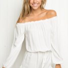 White Jumpsuit Off The Shoulder Women Playsuit Summer Body Romper Women\'s Overalls Shorts pants Mon