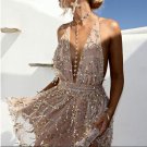Free ShippingEurope and the United States 2018 new sling nightclub sequin deep V collar sexy straple