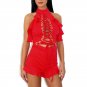 New Arrival Women Jumpsuits Sexy Sleeveless Halter Lace Up Bandage Romper Playsuit Party Clubwear Bo