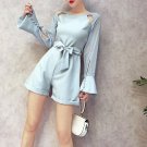 Summer New Women Flare Sleeve Sexy Jumpsuit Chiffon Romper Short Trouser Bodycon Hollow Out Playsuit