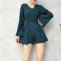 Spring Solid Color Jumpsuit Women Long Sleeve Sexy Playsuits Rompers V Neck Overalls Solid Feminino 