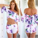 New Nice Summer 2 Piece Set Women Crop Pop And Short Set Sexy Backless Off The Shoulder Piece Suit P