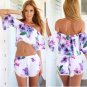 New Nice Summer 2 Piece Set Women Crop Pop And Short Set Sexy Backless Off The Shoulder Piece Suit P
