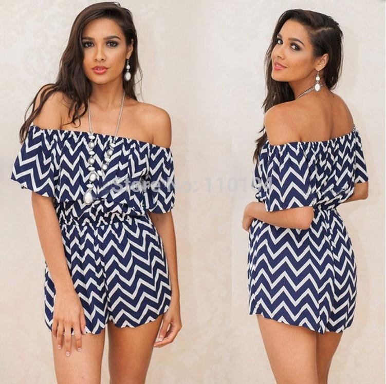 Nice New Womens Sexy Loose Jumpsuit Fashion Striped Print Sleeveless Casual Rompers Summer Short Ove