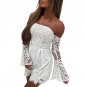 Sexy Off Shoulder Summer Lace Jumpsuits Romper Women White Short playsuit Elegant Lace Trim Flare Lo