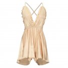 Sishot women casual jumpsuits 2018 spring summer khaki plain ruffle sexy backless lace up satin wide