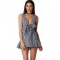 Sexy V Neck Plaid Playsuit Romper Women Summer Beach Sleeveless Casual Overalls Streetwear Bow Jumps