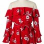red pagoda sleeve Chiffon Elastic waist bowknot Chic Sexy ruffle jumpsuit 2018 summer romper Women