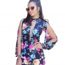 New Elegant print flower Jumpsuit Romper Summer Style Beach Playsuit Women Sexy Deep V Neck Short Ov