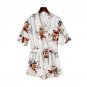 Deep V Neck Mini Rompers Jumpsuit For Women Flower Print Ladies Girls Playsuits Jumpsuit Summer comb