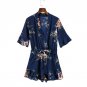 Deep V Neck Mini Rompers Jumpsuit For Women Flower Print Ladies Girls Playsuits Jumpsuit Summer comb