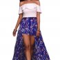 Women Sexy Off Shoulder Jumpsuits High-Low Boho Style Elegant White Ruffle Floral Party Maxi Rompers