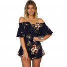 Off Shoulder Short Sleeve summer jumpsuit For Women Floral Print Slash Neck romper women combinaison