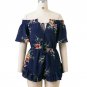 Off Shoulder Short Sleeve summer jumpsuit For Women Floral Print Slash Neck romper women combinaison