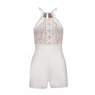 Sishot women casual jumpsuits 2018 spring summer white plain lace patchwork elegant wide legs high w