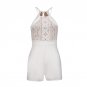 Sishot women casual jumpsuits 2018 spring summer white plain lace patchwork elegant wide legs high w