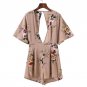 Half Sleeve jumpsuits for women 2017 V Neck Flower Print Short womens bodysuit European Style Ladies