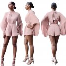 2017 Summer Rompers Womens Kimono Jumpsuit Sexy pagoda Sleeve Short Romper Beach High Waist Backless