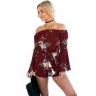 Flower Print Slash Neck Fashion Women Playsuits European Style Short Tassel Jumpsuit Rompers For Wom